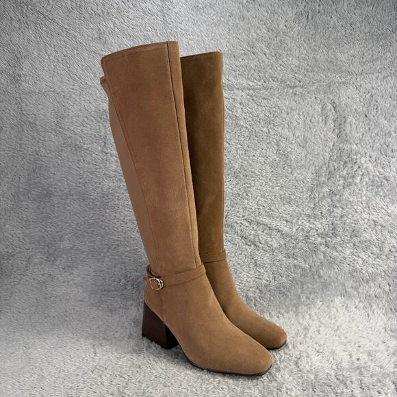 Blondo Twyla Tall Suede Boots Women's Size 10 Tan Taupe Riding Boots High Heel - Picture 1 of 13